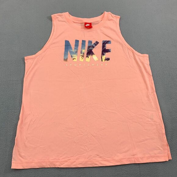 Nike Sportswear Air Tank Top Womens XL Peach Graphic Print Palm Tree - Picture 1 of 11